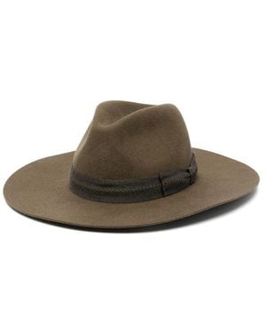 Golden Goose Contrast-Band Fedora Hat - Brown
