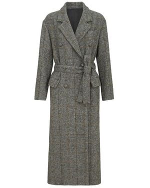 Brunello Cucinelli Check-Pattern Double-Breasted Coat - Gray