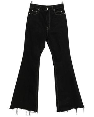 Rick Owens Bloan Contrast-Stitch Raw-Hem Bootcut Jeans - Black