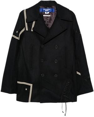 Junya Watanabe X Rebuild By Needles Patchwork Double-Breasted Coat - Black
