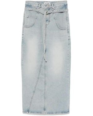 Low Classic Belted Denim Maxi Skirt - Blue
