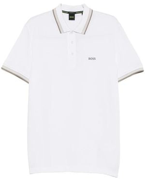 BOSS Logo-Embroidered Polo Shirt - White