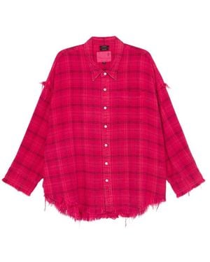 R13 Frayed Plaid Shirt - Pink