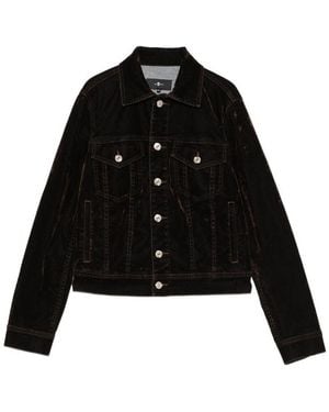 7 For All Mankind Velvet-Effect Button-Up Jacket - Black
