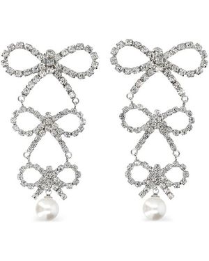 Self-Portrait Tiered Crystal-Bow Earrings - Metallic