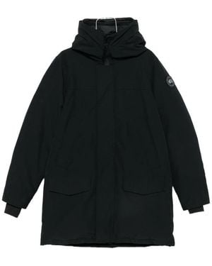 Canada Goose Langford Hooded Logo-Patch Coat - Black