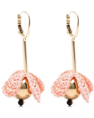 La DoubleJ Bouquet Drop Crochet-Flower Drop Earrings - Pink
