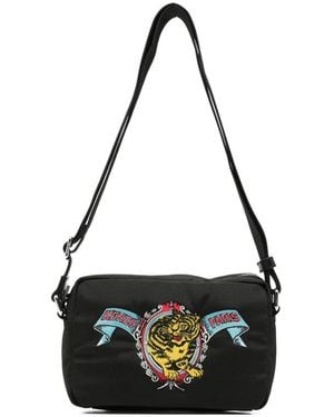 KENZO Tiger-Motif Embroidered Messenger Bag - Black