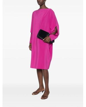 Gianluca Capannolo Margarita Slit-Sleeve Boat-Neck Midi Dress - Purple