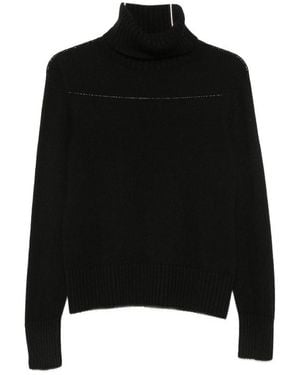 Aragona Roll-Neck Ribbed-Trim Sweater - Black