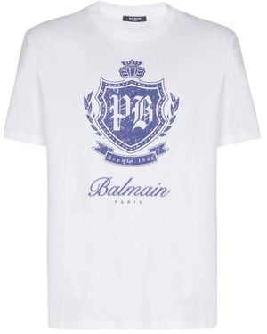 Balmain Emblem-Print T-Shirt - White