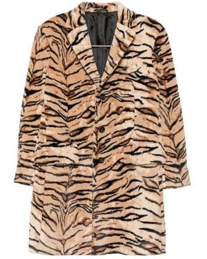 Reveres 1949 Tiger-Print Notched-Lapel Coat - Natural