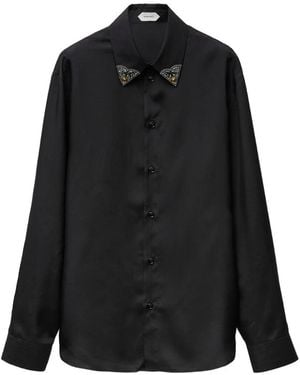 Versace Silk-Poplin Regular Shirt - Black