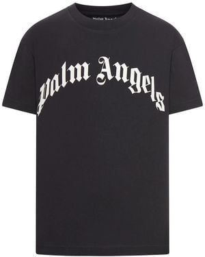 Palm Angels Curved Logo T-Shirt - Black