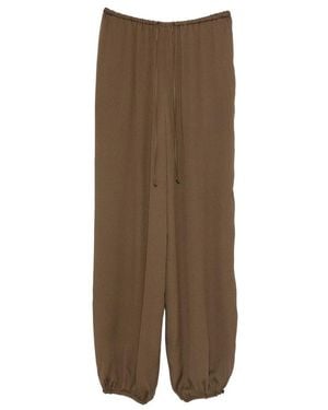 forte_forte Drawstring-Waist Elasticated-Hem Trousers - Brown