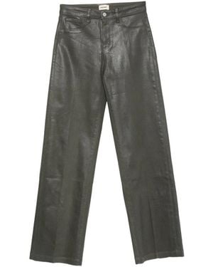 L'Agence Coated Straight-Leg Pants - Gray