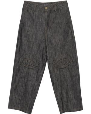 House of Errors Eye-Patchwork Wide-Leg Jeans - Grey