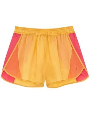 Saint Laurent Logo-Detail Panelled Shorts - Orange