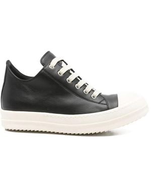 Rick Owens Leather Lace-Up Trainers - Black