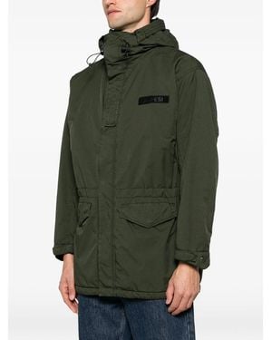 Aspesi Boom Winter Hooded Logo-Patch Coat - Green