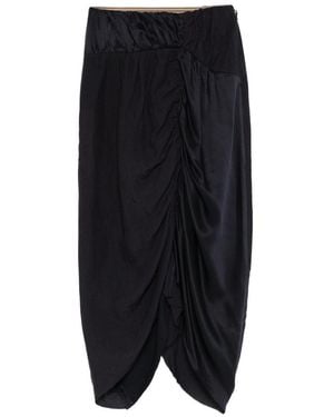 Ziggy Chen Ruched Midi Skirt - Black