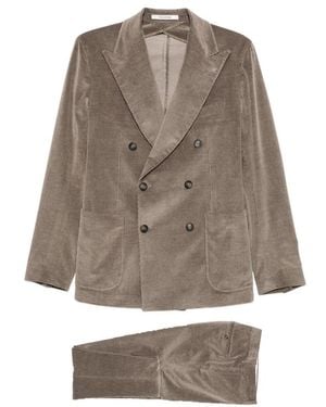 Tagliatore Double-Breasted Corduroy Suit - Brown