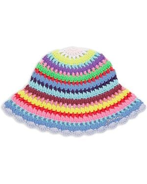 Ganni Crochet-Knit Bucket Hat - Blue