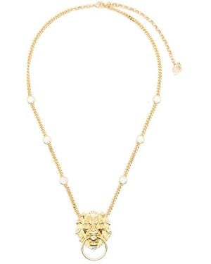 Blumarine Lion-Pendant Crystal-Embellished Necklace - Metallic