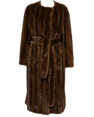 STAND Miranda Belted Faux-Fur Coat - Brown