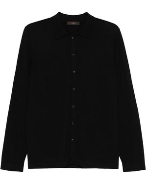 ZANONE-SLOWEAR Virgin-Wool Button-Front Shirt - Black