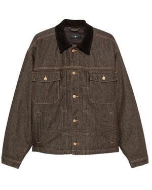 7 For All Mankind Corduroy-Collar Denim Jacket - Brown