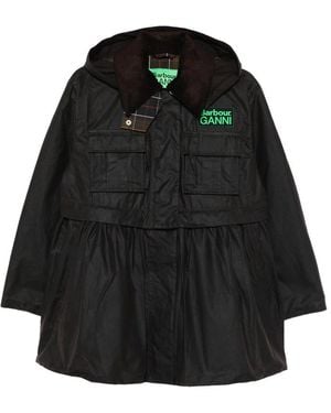 BARBOUR X GANNI X Ganni Peplum Waxed Coat - Black