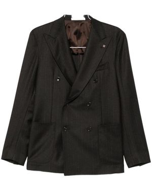 Tagliatore Stripe-Pattern Double-Breasted Suit - Black