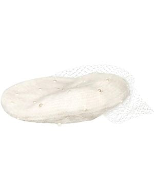 Jennifer Behr Pearl-Embellishment Voilette Beret - White