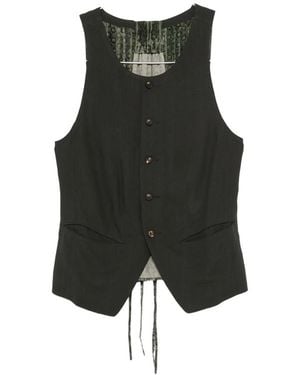 Ziggy Chen Patterned-Panel Vest - Green