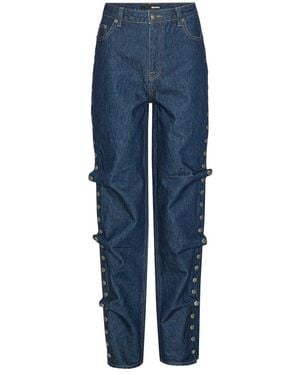 ROTATE BIRGER CHRISTENSEN Buttoned Wide Leg Jeans - Blue