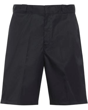 Prada Logo-Plaque Shorts - Gray