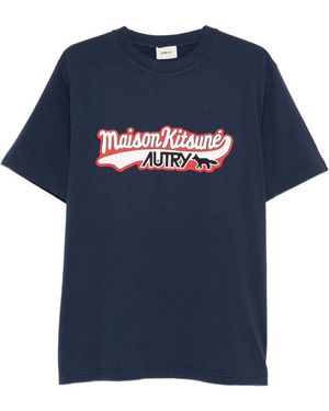 Maison Kitsune X Autry Graphic-Print T-Shirt - Blue