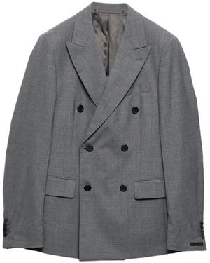 Prada Double-Breasted Wool Jacket - Grey