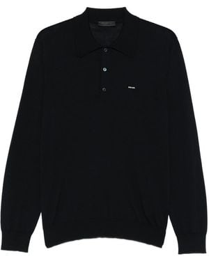 Prada Long-Sleeve Wool Polo Shirt - Blue