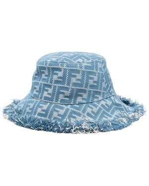 Fendi Ff-Jacquard Bucket Hat - Blue