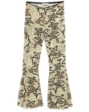 Siedres Jeslynn Floral-Print Pleated Pants - Natural