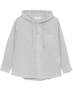 DUNST Hooded Check Shirt - White
