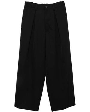 Ssstein Pleated Elasticated-Waist Trousers - Black