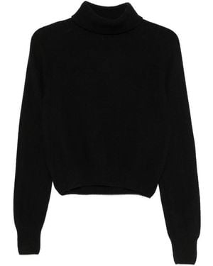 Baserange Roll-Neck Ribbed-Trim Jumper - Black