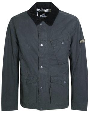 Barbour Winter Drifter Washed Waxed-Cotton Military Jacket - Blue