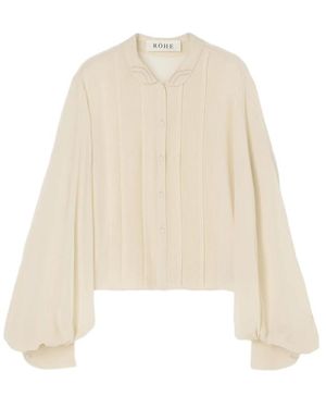 Rohe Pleated Balloon-Sleeve Shirt - Natural