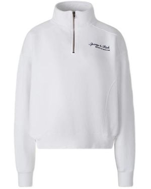 Sporty & Rich Syracuse Logo-Embroidered Quarter-Zip Sweatshirt - White