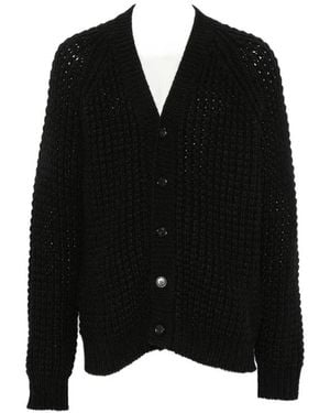 Roberto Collina Waffle-Knit Raglan-Sleeve Cardigan - Black