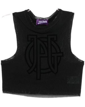 Jean Paul Gaultier Logo-Detail Cropped Top - Black